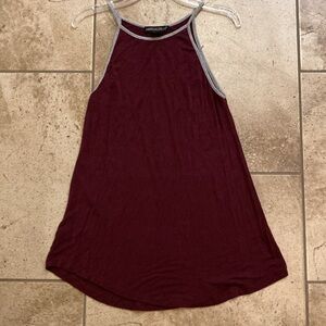 American Dream Small Halter Style Tank - Maroon with Gray Trim